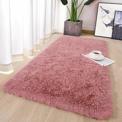 Chicrug Soft Runner Rug for Bedroom Living Room Plush Fluffy Rug 2x4 Feet, Shag Furry Runner Carpet Non Shedding for Nursery Children Kids Girls Room Home Decorative, Blush - color: Blush, size: 2' x 4' (Runner)