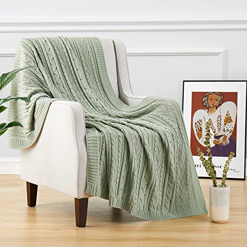 Aormenzy Sage Green Cable Knit Throw Blanket Oversized 60" x 80" Super Soft Comfy Knitted Blanket for Couch Bed Sofa, Twin Size - color: Sage Green, size: 60" x 80", Twin