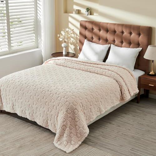 FY FIBER HOUSE Throw Blankets with Heart Checkered,Soft Warm Blankets for Lover Mom Father Gifts,Washable Lightweight Fuzzy Blanket for Couch Sofa Bed Office All Season(Beige,60"x80") - color: Beige, size: Twin(60"x80")