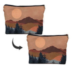 IWXYI Boho Mountain Sun forest Cosmetic Bag,Neutral Boho Mid-Century Sun Women's Makeup Make Up Bag Zipper Pouch Travel Toiletry Gifts For Women Teenage Girls Boho Lover - color: boho mountain