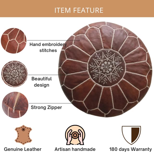 Set of 2 Amazing Moroccan Pouf Dark Brown Color,, Ottomans Poffes,Footstool poufs,100% Handmade Leather Poof Home Gifts, Wedding Gifts, Foot Stool,Ready to Magic Your Living Room!