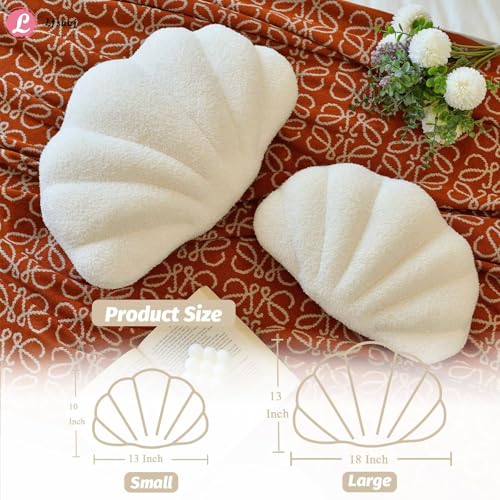 Lfsaaj Seashell Throw Pillows, Shell Shaped Throw Pillows, 18 Inch Soft Home Decorative Pillow Plush Cushion for Bed Couch Living Sofa Room Decor Accent Throw Pillow (Beige 18Inch) - color: Beige, size: Large-18Inch