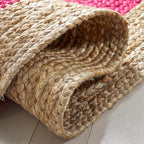 SAFAVIEH Natural Fiber Collection Area Rug - 2'6" x 4' Oval, Fuchsia Pink & Natural Brown, Handmade Jute, Braided Border Design (NF801C) - color: Fuchsia/Natural, size: 2'6" x 4' (Oval)