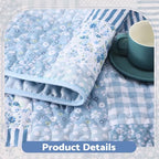 Quilted Throw Blanket 50"x 60" Blue Floral Patchwork Quilt Throw Blanket Reversible Lightweight Shabby Farmhouse Lap Quilt for Couch Sofa Bed Decor