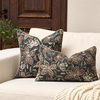 Yangest Flower Pillow Cover 18 x18 Inches, Nature Chenille Square Throw Pillow Cover Soft Luxury Neutral Accent Couch Pillow Cover for Living Room Bedroom, Black - color: Black, size: 18" x 18" (Pack of 1)