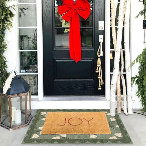 Front Door Mat Outside Entrance - 2x3 Floral Non-Slip Washable Doormat Indoor Outdoor Door Mat Spring Sage Green Floral Entry Rug Small Throw Rugs for Entryway Kitchen Front Porch Decor - color: Flower - Green, size: 2' x 3' (Rectangular)