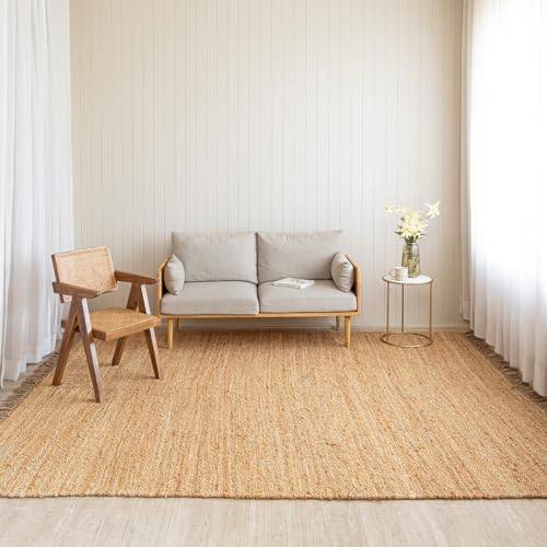 HOMEMONDE Chunky Braided Jute Area Rug 8x10 ft Rectangle Boho Home Décor Indoor Rug - Natural Handcrafted Farmhouse Style Rug for Bedroom, Living Room, Dining Room Kitchen, and Hallway - size: 8' x 10' (Rectangular)