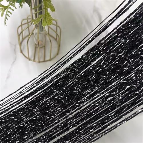 ave split Decorative Door String Curtain Wall Panel Fringe Window Panel Drapes Room Divider Blind Divider Tassel Screen Home 100cm*200cm (black1) - color: Black1