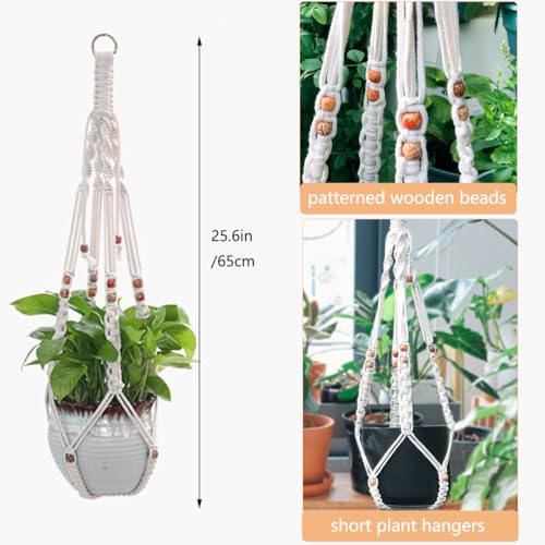 Belit 2 Pack Macrame Plant Hangers Indoor Hanging Planter Basket Decorative Flower Pot Holder Rope for Indoor Outdoor Home Decor - color: Ivory, size: 25.5"- 1 Tier
