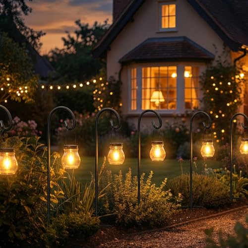 Gtongoko 24 Inch Shepherd Hooks for Outdoor 1 Pack,Garden Hooks for Hanging Plants, Lanterns, Solar Lights, Mason Jars & Wedding Decor, Matte Black Decorative Shepherd’s Hooks - size: 24 Inch, style: 1 Pack