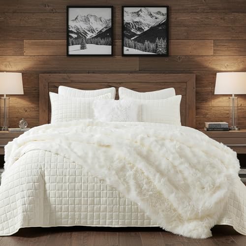 HORIMOTE HOME Luxury Plush Faux Fur Blanket, Long Pile White Throw Blanket, Super Warm, Soft, Cozy Faux Fur Throws for Couch Bed Sofa, Aesthetic Home Room Decor Throw, 50" x 60" - color: Cream, size: 50″×60″