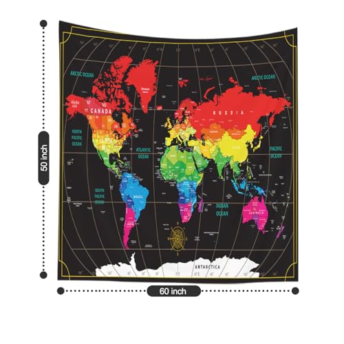 CAPSCEOLL Map Tapestry Black Travel Old Map Tapestry Tapestries Wall Art Hanging for Halloween College Decor 50X60 Inches,Black Red - color: Black Red, size: 50"L x 60"W