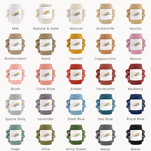 BOCHIKNOT Single Strand Macrame Cord 4mm x 240yds (220m) – Soft Cotton Macrame Rope for Beginners, Easy to Knot for Wall Hangings, Plant Hangers, Fringe and DIY Crafts (Buttercream) - color: Buttercream, size: (4mm x 219m) - Single Strand Twist