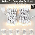 TIGOMOOV 50 Count Mini Clear White Christmas Lights-120V Plug-in End to End Connectable Incandescent String Lights,13FT White Wire -UL Certified Christmas Tree Lights for Indoor Outdoor Holiday Decor