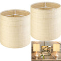 GO&SO Set of 2 Cylinder Drum Lamp Shades Farmhouse Lampshades, 10" L x 10" H (E26 Spider), Woven Lampshades for Table Lamp & Bedside Lamps,Replacement Lamp Shade In Hand Crafted,Easy Assembly Required - color: Hand-woven fabric, size: 10*10*10IN-2PC