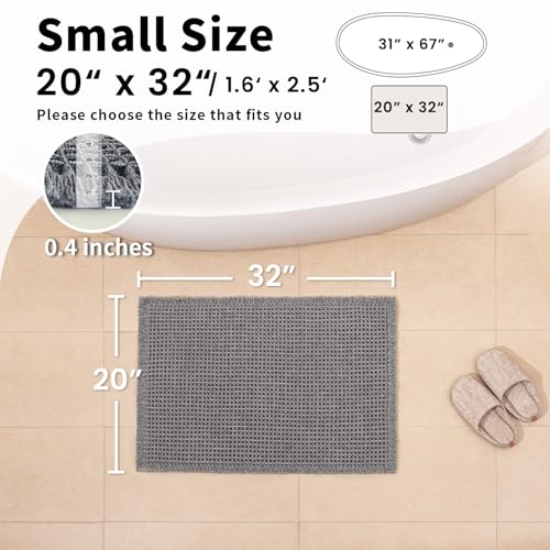 Waffle Bath Mat - Boho Bathroom Rugs Non Slip Washable, Super Absorbent & Quick Dry, Soft Bath Mat Farmhouse Bathroom Decor, 20'' x 32'', Dark Grey - color: Dark Grey, size: 20'' X 32''