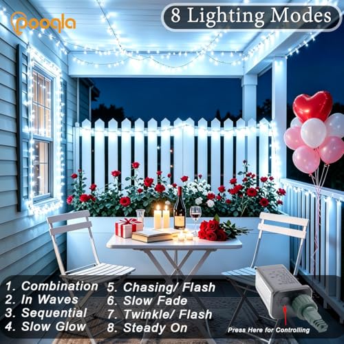Pooqla 1000 LED Cool White Christmas Lights Indoor Outdoor Decorations, 328 ft String Lights Plug in with Timer, 8 Modes Waterproof Clear Wire Twinkle Fairy Lights for Bedroom Party Classroom Decor - color: Cool White, size: 1000LED