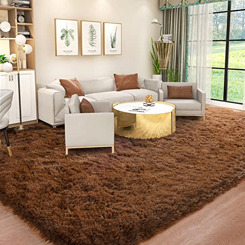 Kelarea Area Rug for Living Room, 6x9 Non-Slip Brown Rug Fluffy Soft Shag Rugs, Fuzzy Shaggy Plush Carpet for Bedroom, Nursery Rooms, Home Dorm - color: Brown, size: 6' x 9' (Rectangular)