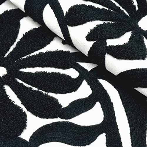 Alysheer Farmhouse Floral Leaves Embroidered Decorative Throw Pillow Cover 18x18 inches, Boho Tufted Flowers Embroidery Pattern Chic Cotton Cushion Case for Couch Bed Sofa Living Room(Black) - color: Black Floral, size: 18" x 18" (Pack of 1)