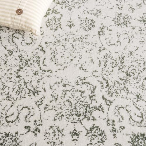 SAFAVIEH Adirondack Collection Area Rug - 2'6" x 4', Ivory & Dark Green, Distressed Vintage Floral Design, Non-Shedding & Easy to Clean, Ideal for Hallway, Foyer, Entryway, Accent Space (ADR109X) - color: Ivory/Dark Green, size: 2'6" x 4' (Rectangular)