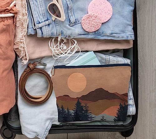 IWXYI Boho Mountain Sun forest Cosmetic Bag,Neutral Boho Mid-Century Sun Women's Makeup Make Up Bag Zipper Pouch Travel Toiletry Gifts For Women Teenage Girls Boho Lover - color: boho mountain
