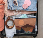 IWXYI Boho Mountain Sun forest Cosmetic Bag,Neutral Boho Mid-Century Sun Women's Makeup Make Up Bag Zipper Pouch Travel Toiletry Gifts For Women Teenage Girls Boho Lover - color: boho mountain