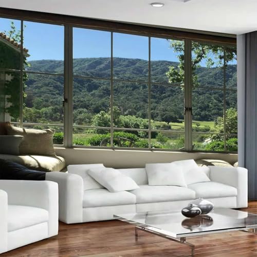 FENDROM Green Forest Natural Tapestry Landscape Window Scenery Wall Aesthetic Tapestry for Bedroom Flannel Beach Blanket Living Dinning Room College Dorm Wall Hanging - color: Jungle, size: 59"L x 39"W