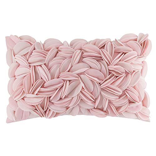 KINGROSE 3D Flower Throw Pillow Case Decorative Pillow Case Handmade Cushion Cover for Sofa Couch Bedroom Home Decor 12 X 20 Inches Velvet Pink - color: Pink - Velvet