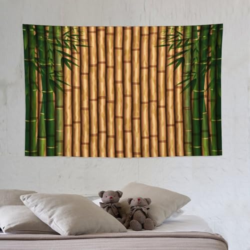 HZOHNAGO Bamboo Tapestry Retro Brown Bamboo Green Leaves Pattern Printed Wall Tapestry Painting Wall Hanging for Bedroom Living Room Dorm 60" W x 40" H - color: Bamboo-3, size: 60"L x 40"W