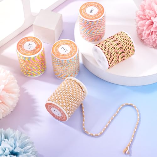 21.5 Yards 1.5mm 4-Ply Twine Braided Cord Macrame Polycotton Cord Chinese Knotting Thread for Friendship Bracelet DIY Craft String Knitting Macrame Rope Wall Hangers Decoration - color: Mixed Color 7, size: 1.5mm