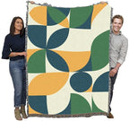Pure Country Weavers Bauhaus Plants in Green Blanket - Mid Century Modern - Gift Tapestry Throw Woven from Cotton - Made in The USA (72x54) - color: Bauhaus Plants in Green, size: 72x54