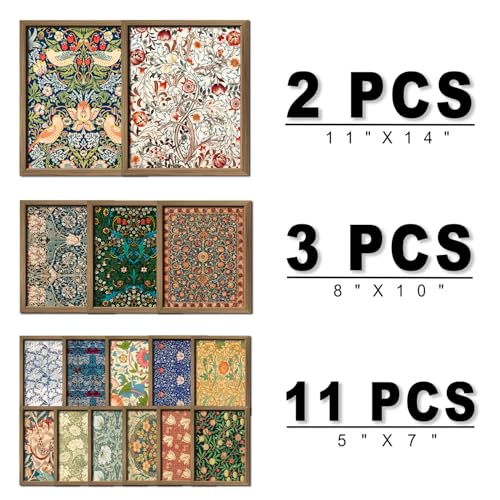 ANERZA 16 PCS Framed William Morris Wall Art Decor, Floral Wall Prints for Bedroom, Gallery Wall Frame Set, Vintage Posters for Living Room Aesthetic, Botanical Collage Kit, Dorm Home Artwork - color: MediumBlue, size: 12"x15" Framed
