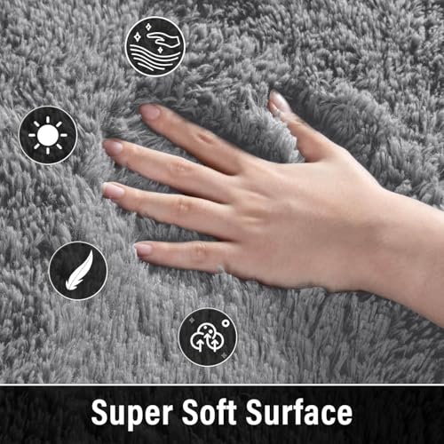 Merelax Soft Modern Indoor Shaggy Area Rug for Bedroom Livingroom Dorm Kids Room Home Decorative, Non-Slip Plush Fluffy Furry Fur Rugs Comfy Nursery Accent Floor Carpet 2x3 Feet, Grey - color: Grey, size: 2' x 3' (Rectangular)