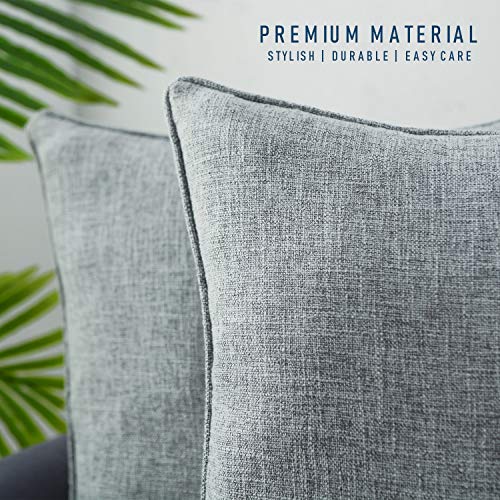 HPUK Linen Throw Pillow Covers Pack of 2, 18x18 Inch Accent Cushion Covers for Living Room, Bedroom, Decorative Solid Color Pillow Covers for Couch, Sofa, Chair, Grey - color: Grey-2pack, size: 18" x 18" (Pack of 2)