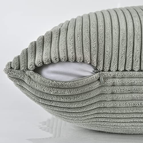 Fancy Homi 2 Packs Grey Samll Decorative Throw Pillow Covers 12x12 Inch with for Living Room Couch Bed, Rustic Farmhouse Boho Home Decor, Soft Corss Patchwork Corduroy Square Cushion Case 30x30 cm - color: Gray, size: 12" x 12" (Pack of 2)