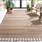 SAFAVIEH Natura Collection Area Rug - 9' x 12', Natural & Beige, Flat Weave Boho Braided Tassel Jute & Wool Design, Ideal for High Traffic Areas in Living Room, Bedroom (NAT278A) - size: 9' x 12' (Rectangular)
