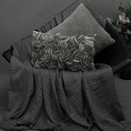 KINGROSE Handmade 3D Flower Accent Pillow Cover Decorative Throw Pillow Case Solid Soft Cushion Covers Velvet 12 x 20 Inches Grey - color: Dark Grey - Velvet
