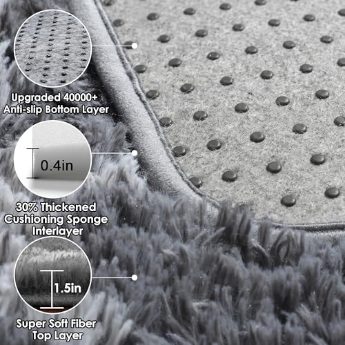 ONASAR Area Rugs for Bedroom Living Room, 4x6 Fluffy Grey and White Floor Rug, Shaggy Geometric Soft Plush Fuzzy Carpet for Nursery Teen Playroom Dorm Office Home Decor Aesthetic - color: 5- Grey / White, size: 4' x 6' (Rectangular)