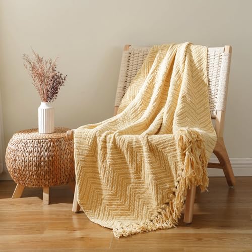BATTILO HOME Yellow Throw Blanket for Couch, Fall Decor Blankets & Throws, Fall Throw Blanket for Autumn Halloween Decoration, Yellow Throw Blankets for Bed Sofa, 50"x60" - color: Yellow, size: 50"x60"