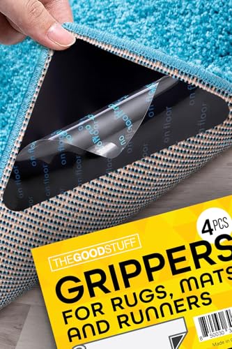 Four Rug Corner Grippers, Anti Slip Grips for Hardwood Floors, Laminate Flooring and Carpet - Hold Down Rugs and Runners to Protect Yourself and Family - size: (Four Triangles)