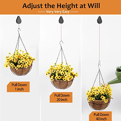 2026 Upgraded Retractable Plant Hanger,Plant Pulleys for Hanging Plants,Easy to Raise and Lower,Quick Lock,Heavy Duty, Adjustable Hook for Garden Baskets Pots,Birds Feeder,(3Pcs,Black) - color: 3pcs-black