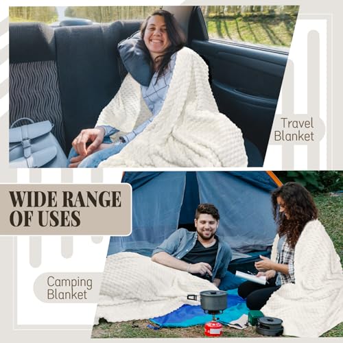 6 Pcs Fleece Throw Blanket - Turtle Velvet Jacquard Decorative Blankets 50 x 60 Inch, 240 GSM Cozy Lightweight Bed Throw for All Seasons and Valentine's Day, Donation Gifts, Beige - color: Beige
