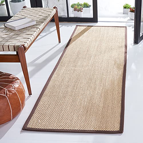 SAFAVIEH Natural Fiber Collection Runner Rug - 2'6" x 6', Maize & Brown, Sisal, Woven Design with Border (NF141C) - color: Maize/Brown, size: 2'6" x 6' (Runner)