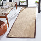 SAFAVIEH Natural Fiber Collection Runner Rug - 2'6" x 6', Maize & Brown, Sisal, Woven Design with Border (NF141C) - color: Maize/Brown, size: 2'6" x 6' (Runner)