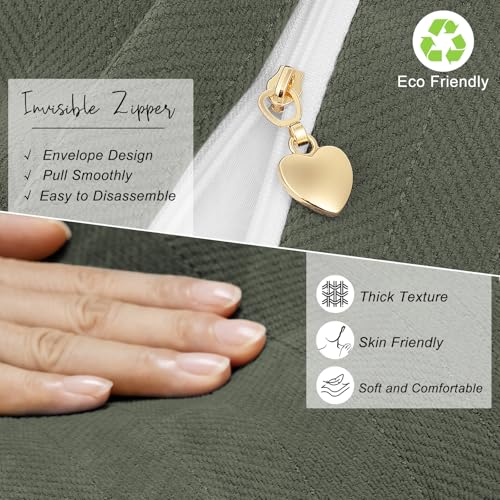 ZWJD Army Green Pillow Covers 16x16 Set of 2 Chenille Throw Pillow Covers with Elegant Design Soft and Luxurious Decorative Pillows for Couch, Bed, Home Decor - color: Army Green, size: 16" x 16" (Pack of 2)