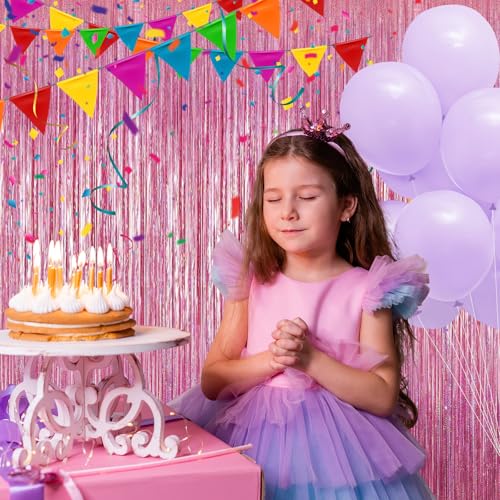 Crosize 2 Pack 3.3 x 9.9 ft Bright Laser Glitter Foil Fringe Curtains Party Decorations, Tinsel Curtain Backdrop for Valentine‘s Day Parties, Door Streamers, Glitter Streamer Backdrop for Birthday - color: Bright Laser Glitter, size: 2 Pack