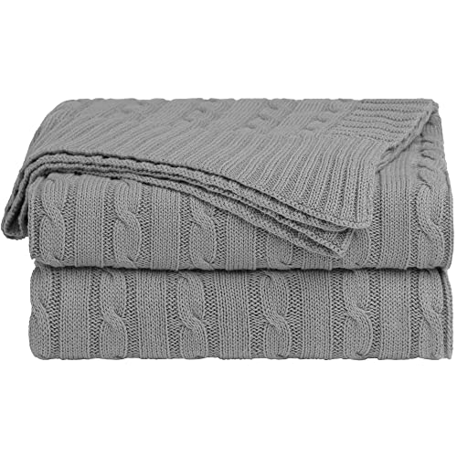 uxcell Cotton Cable Knit Throw Blanket Soft Throw Couch Covers Decors Knitted Blankets for Sofa Bed, Grey Throw(47" x 70") - color: Grey, size: Throw (47" *78")