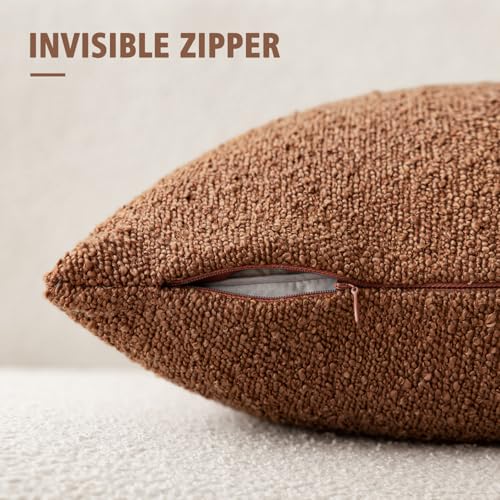 Foindtower Set of 2, Decorative Textured Boucle Throw Pillow Covers Accent Solid Pillow Cases Neutral Couch Cushion Case for Chair Sofa Bedroom Living Room Home Decor 16x16 Inch Burnt Orange Hazel - color: Autumnal, size: 16" x 16" (Pack of 2)