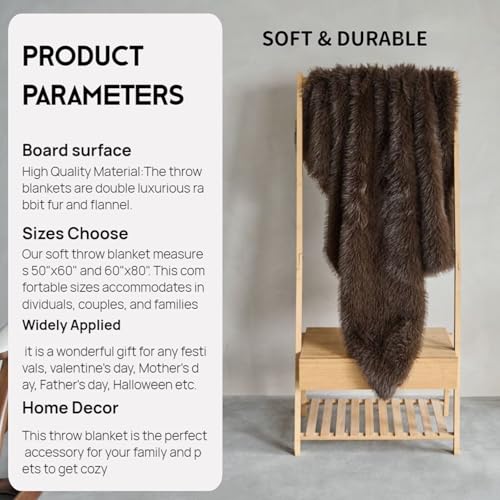 Luxury Fluffy Faux Fur Throw Blanket,Thick Fluffy Silky Fuzzy Cozy Blanket,Plush Blankets for Couch, Sofa, Chair, Bed-Brown,50x60 Inches - color: Brown, size: Throw (50" x 60")