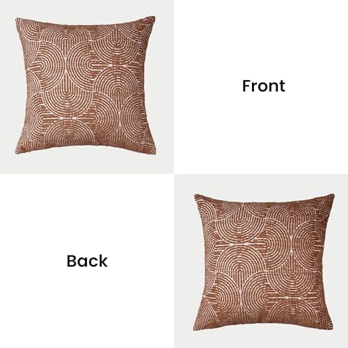 AELS Boho Decorative Textured Throw Pillow Covers 22x22, Modern Mid Century Rainbow Tufted Pillow Case, Farmhouse Rustic Geometric Woven Cushion Case for Bed Couch Sofa, Burnt Orange - color: Burnt Orange, size: 22" x 22" (Pack of 2)